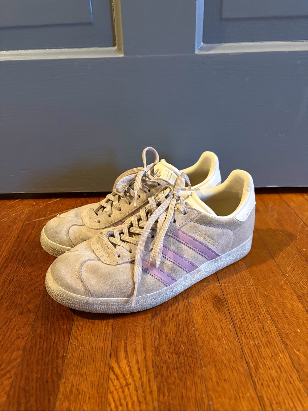 adidas Suede Sneakers with Lavender Stripes